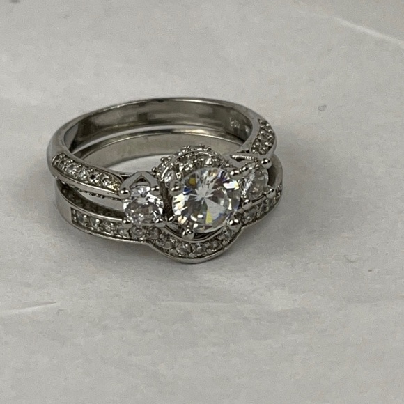 Jewelry - Sterling silver and white topaz ring set